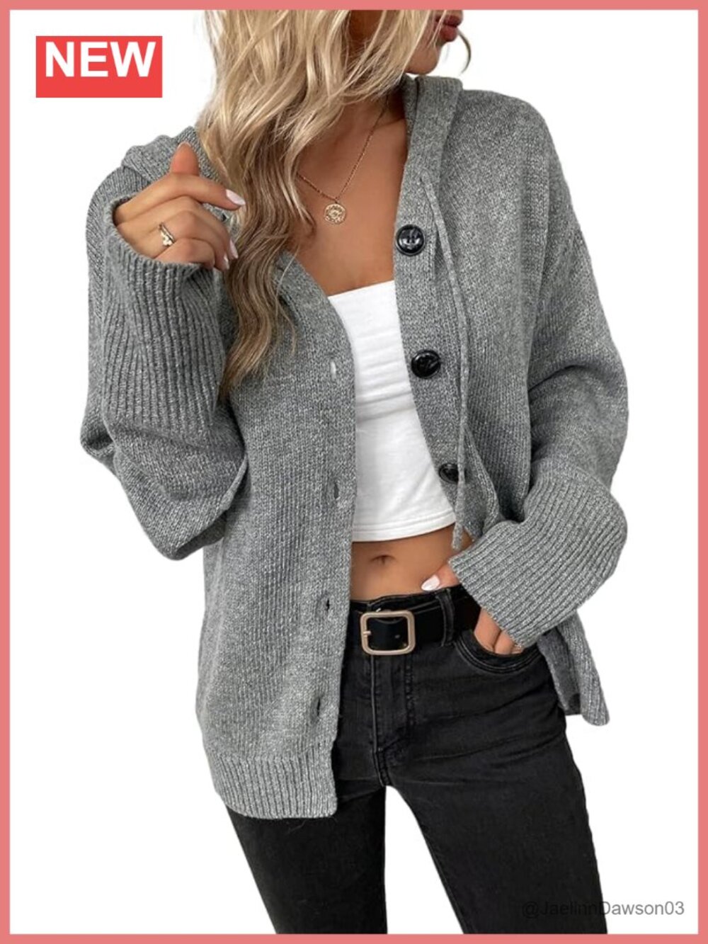 Women's Casual V Neck Button Down Hooded Cardigan Sweater